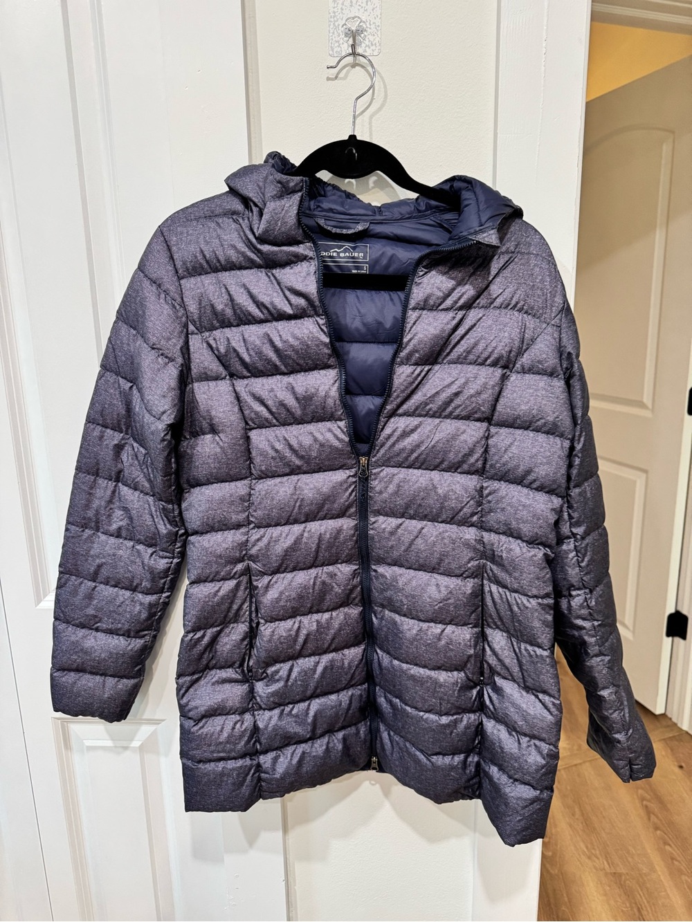 Eddie Bauer Quilted Hooded Puffer Jacket - Heathered Navy
